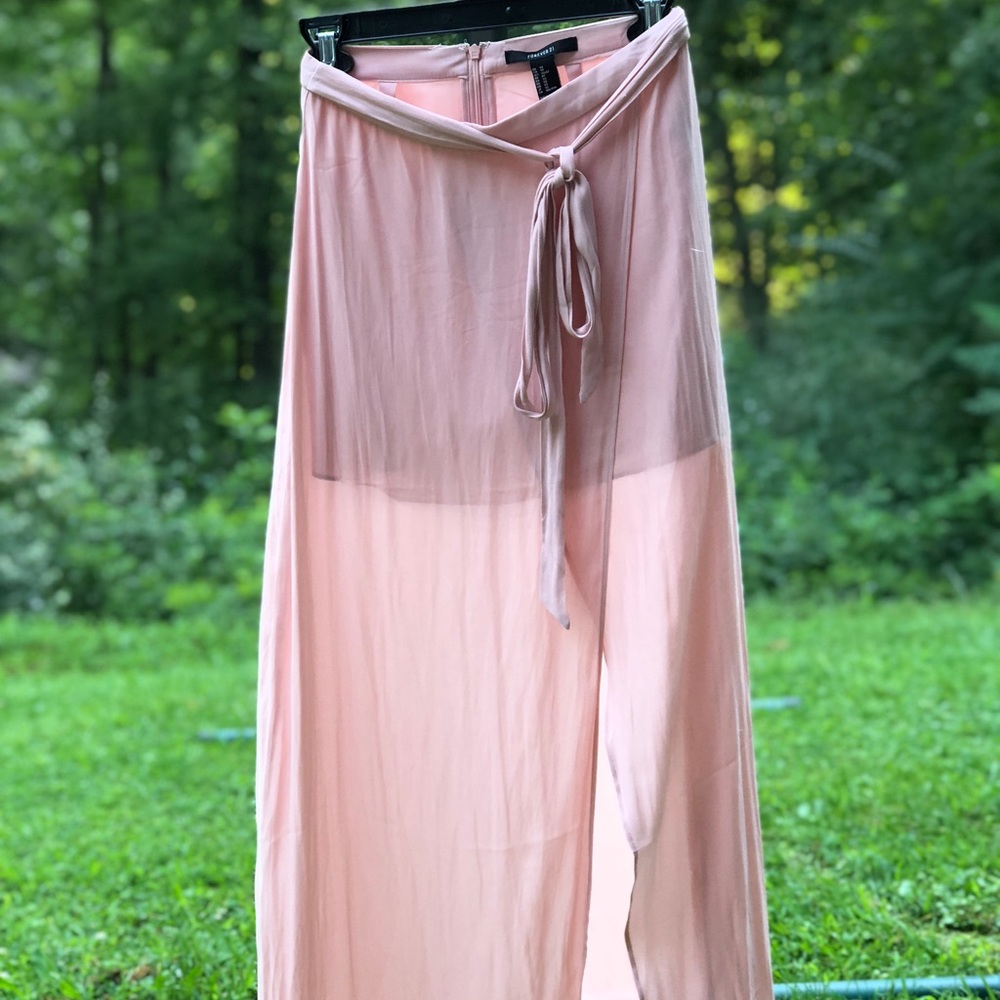 Maxi skirt, open front asymmetrical high low